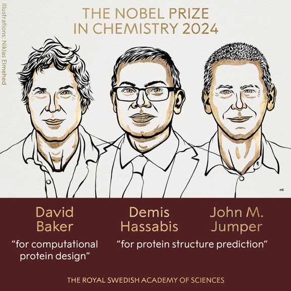 The Nobel Prize in Chemistry 2024. TACC has long supported David Baker's pioneering work in developing methods for using computers to predict how proteins fold. Credit: The Royal Swedish Academy of Sciences. 