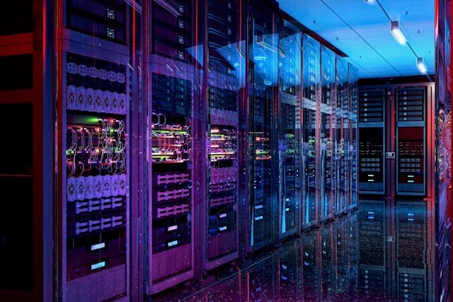 Computer racks at a data center