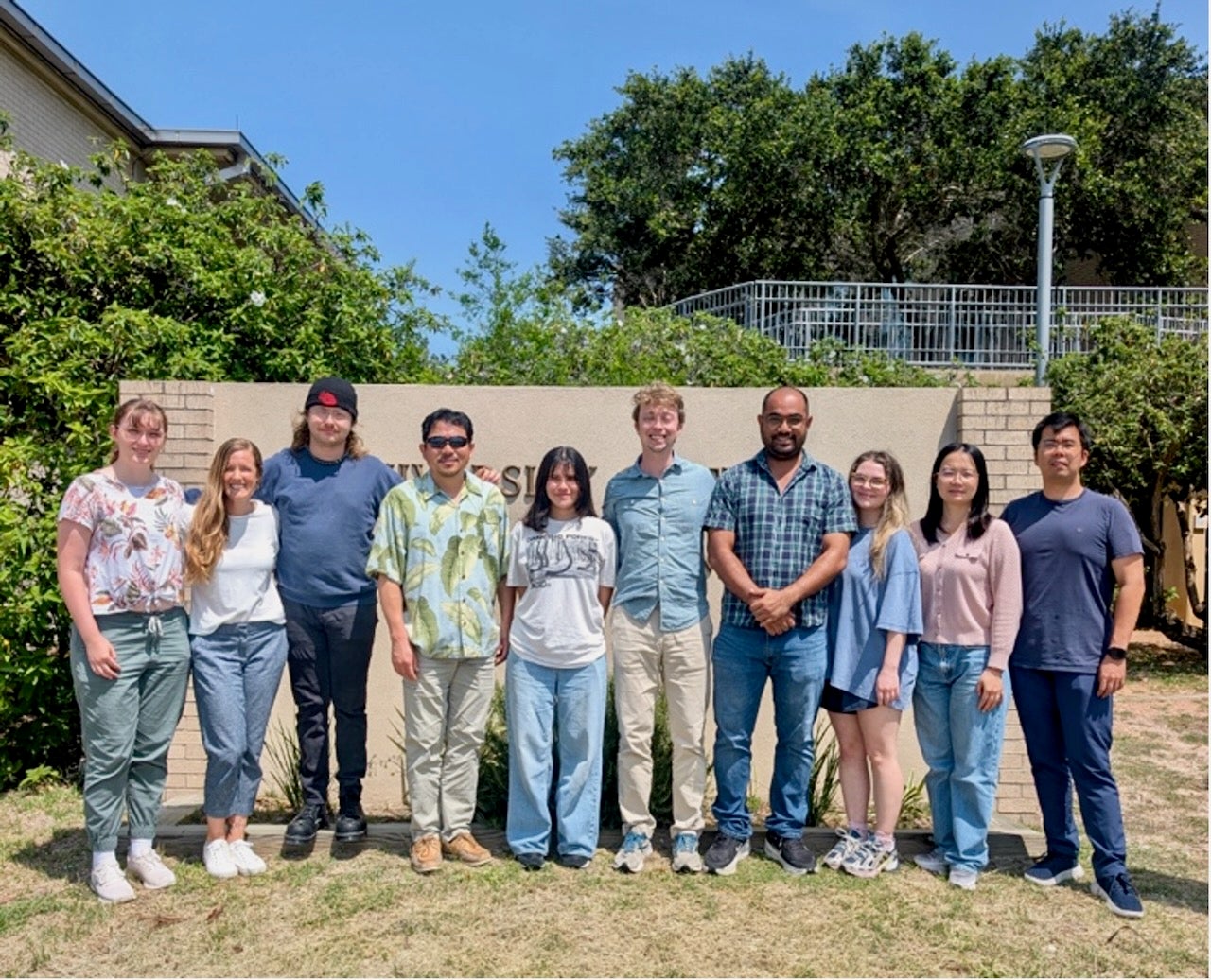 Liu Lab at UT (L-R): Claudia May, Samantha Ladewig, Antares Hofmann, Zhanfei Liu, Georgia Ahumada, Jack Lloyd, Siddhartha Sarkar, Jordan Cisco, Xudan Yang, Kaijun Lu