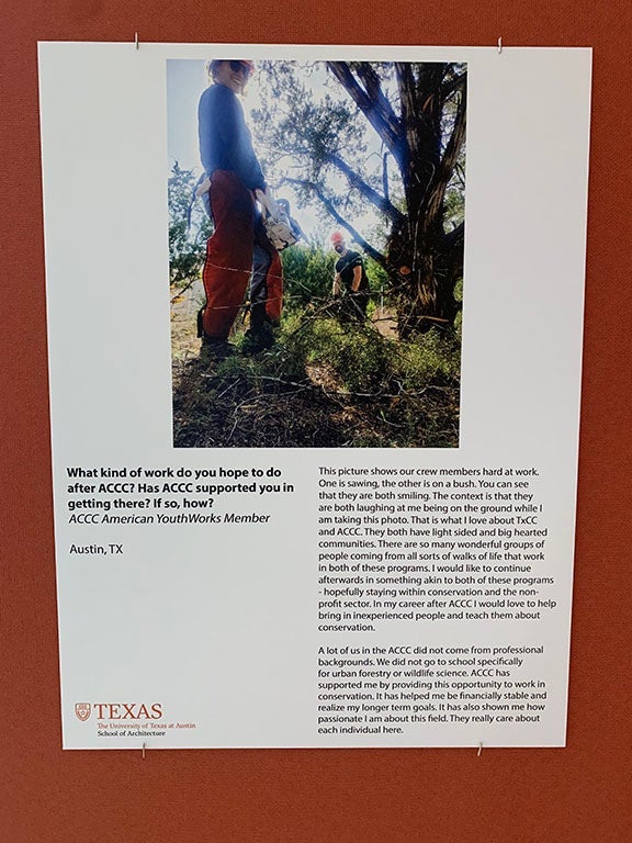 Pictured: A photovoice poster by an ACCC American YouthWorks Member. Photo Credit: Weston Rose