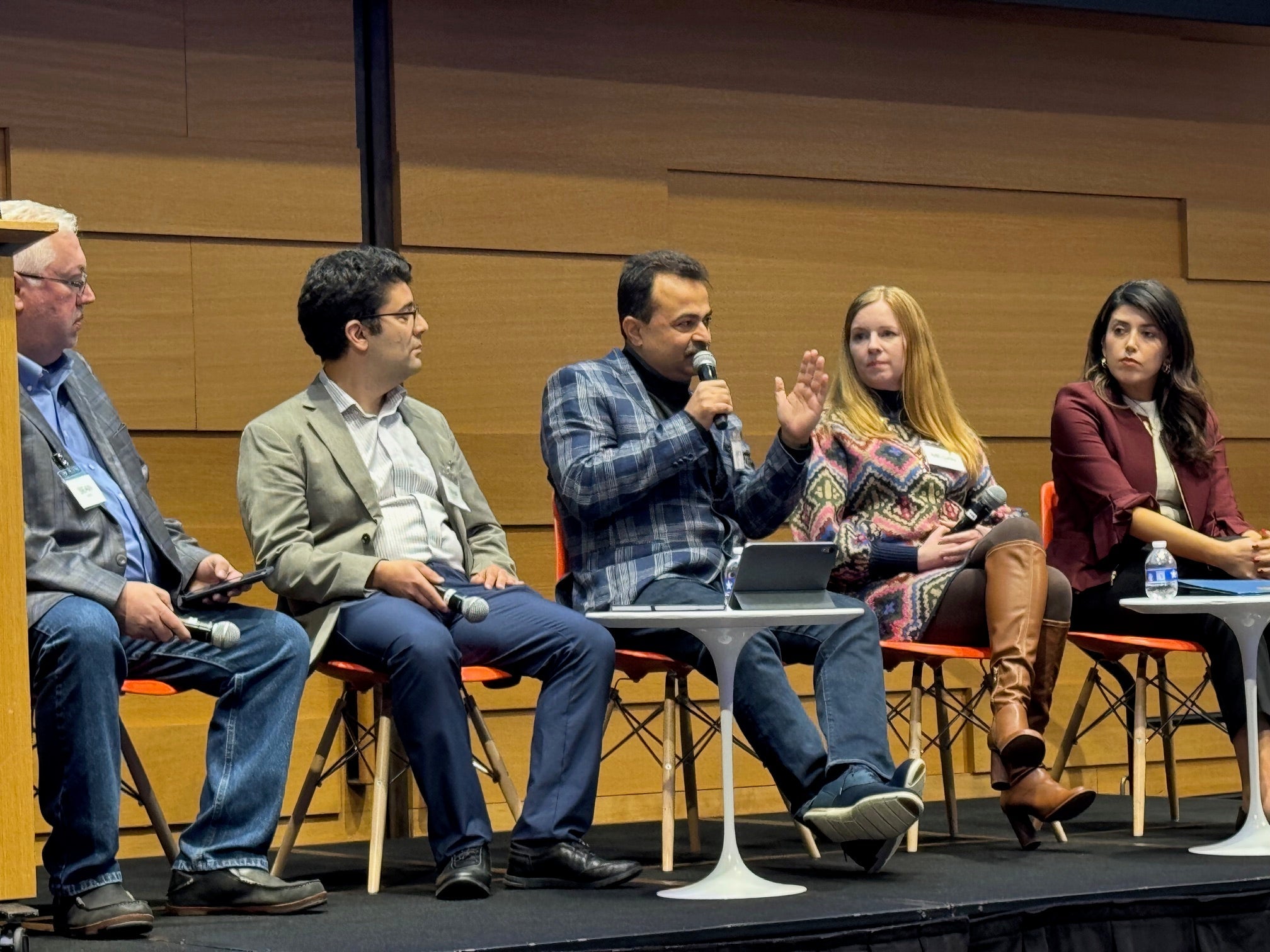 Austin AI Alliance Executive Director Sean Bauld (left), at the Alliance’s State of AI in Austin event in February. Austin Mayor Pro Tem Vanessa Fuentes is on the right.