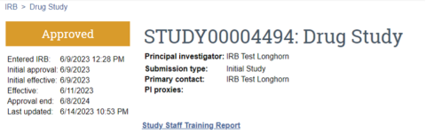 UTRMS approval, effective and end dates