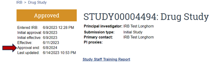 Approval End Date within UTRMS