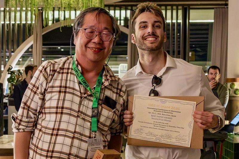 PhD student Ian Anderson won the Best Paper Award at the IEEE International Conference on Microwave Acoustics & Mechanics