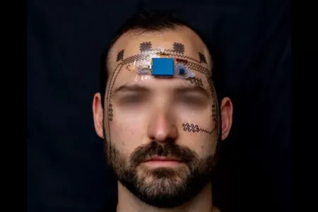A person with forehead e-Tattoo